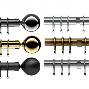 28mm Nikola High Quality Metal Curtain Pole With Rings Ball Finials & Bracket