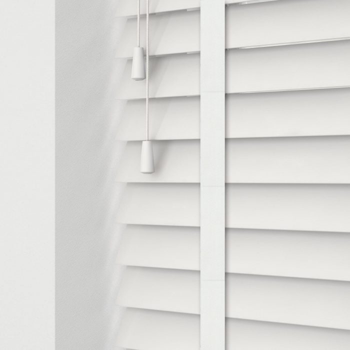 50mm Faux Wood White Venetian Blinds With Tape