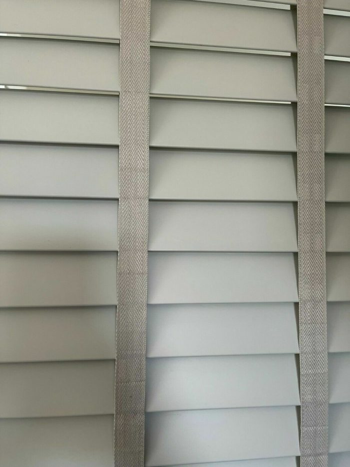 50mm Slats Grey Faux Wood Venetian Blinds With Tape
