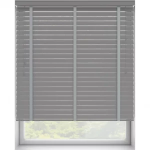 50mm Faux Wood Grey Venetian Blinds With Tape