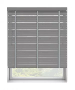 50mm Faux Wood Grey Venetian Blinds With Tape