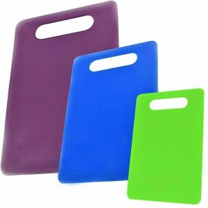 Set Of 3 Reversible Multicoloured Plastic Chopping board Set