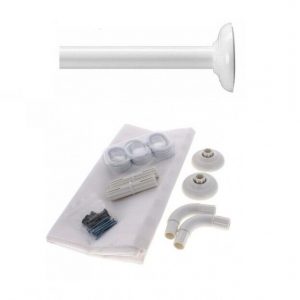 Croydex White 4 Ways to Fit Modular Shower Rod & Polyester Curtain Set