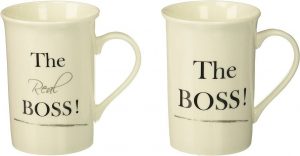 Set of 2 The Boss & The Real Boss Tea Coffee Mugs