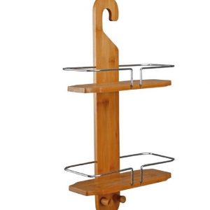 Blue Canyon Bamboo 2 Tier Shower Hanging Storage Basket With Hook