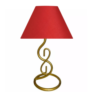 Gold Border Swirl Table Lamp with 12" Empire Silk Red Drum Shade