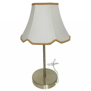12" Gold Rope Trim Edge Cream Single Scallop Shade with Chrome Stem Table Lamp