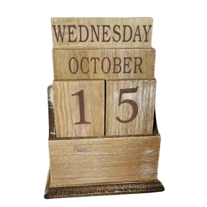 Natural Wood Blocks Perpetual Desk Calendar