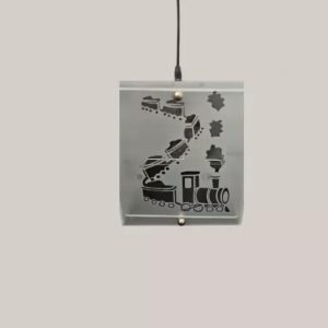 Square Steam Train Frosted Glass Ceiling Light