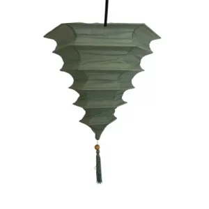 38cm Hexagonal Basil Green Silk Ceiling Light Shade With Pompom