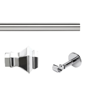 35mm Chome Eyelet Curtain Pole with Aztec Finials & Single IDC Brackets