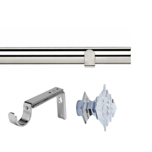 35mm Chrome Eyelet Curtain Pole Set with Adjustable Brackets & Luxe Aztec Finial