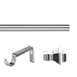 35mm Chrome Eyelet Curtain Pole Set with Adjustable Brackets, Aztec Finials