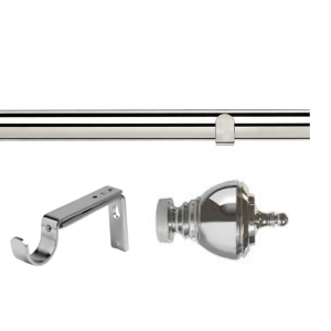 35mm Chrome Eyelet Curtain Pole Set with Adjustable Brackets, Vienna Finial
