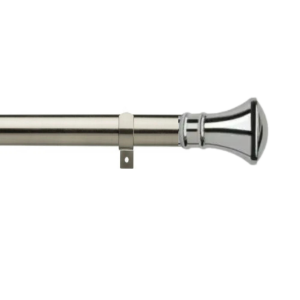 35mm Chrome Eyelet Curtain Pole with Adjustable Brackets & Trumpet Finials