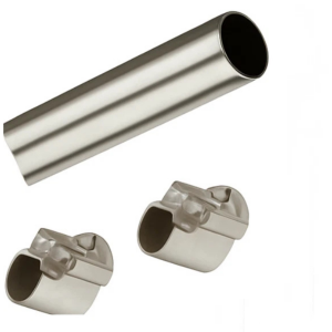 35mm Satin Silver Eyelet Curtain Pole with Recess Bracket, No Rings, No Finials