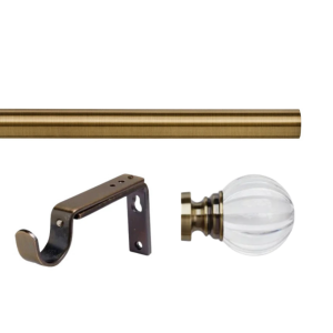 35mm Antique Brass Eyelet Curtain Pole Set with Adjustable Brackets, Segmented Finials