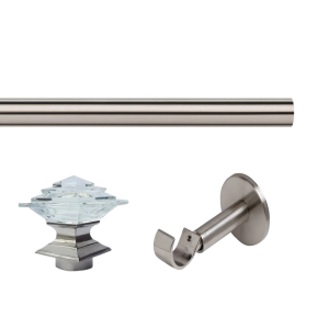 Trade Pole Curtain pole set, 35mm, Satin Silver Luxe Aztec Finial, Single IDC Bracket