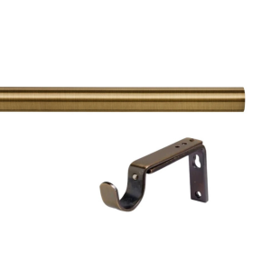 35mm Antique Brass Eyelet Curtain Pole with Adjustable Bracket, No Rings, No Finials