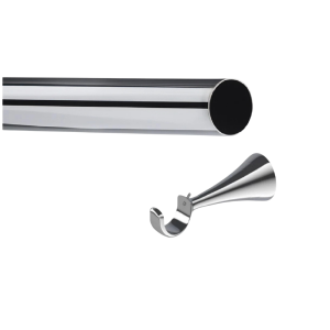 35mm Chrome Eyelet Curtain Pole with Long Stem Bracket