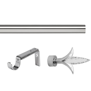 35mm Chrome Eyelet Curtain Pole Set with Adjustable Brackets & Fleur De Lys Finial