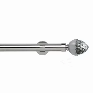 35mm Chrome Eyelet Curtain Pole with Acorn Finials, Single IDC Bracket