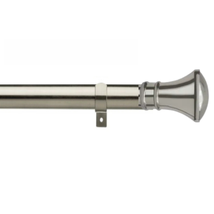 35mm Satin Silver Eyelet Curtain Pole Set with Adjustable Brackets & Trumpet Finials