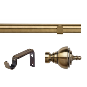 35mm Antique Brass Eyelet Curtain Pole Set with Adjustable Brackets, Vienna Finial