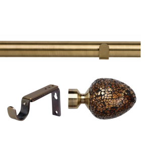35mm Antique Brass Eyelet Curtain Pole Set with Adjustable Brackets, Alexia Finial