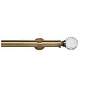 35mm Antique Brass Eyelet Curtain Pole with Acrylic Ball Finials, Single IDC Brackets35mm Antique Brass Eyelet Curtain Pole with Acrylic Ball Finials, Single IDC Brackets