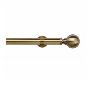 35mm Antique Brass Finish Eyelet Curtain Pole Set with Ball Finials & Single IDC Brackets