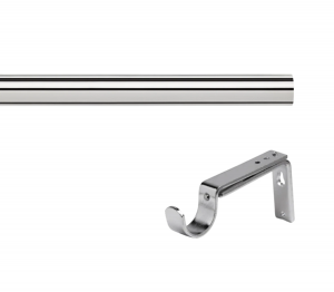 28mm Semi-Complete Chrome Eyelet Curtain Poles with Adjustable Bracket, No Finials & Rings