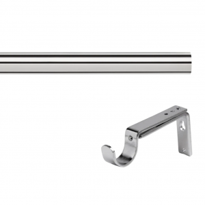 28mm Semi-Complete Chrome Eyelet Curtain Poles with Adjustable Bracket, No Finials & Rings