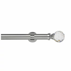 35mm Chrome Eyelet Curtain Pole with Acrylic Ball Finials & Single IDC Brackets