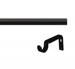 28mm Semi-Complete Black Eyelet Curtain Poles with Adjustable Bracket, No Finials & Rings