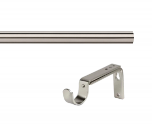 28mm Semi-Complete Satin Silver Eyelet Curtain Poles with Adjustable Bracket, No Finials & Rings