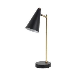 Modern Matt Black & Antique Brass Adjustable Desk Table Lamp