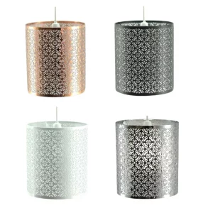 Metal Laser Cut Patterned Drum Ceiling Pendant Lamp Shade