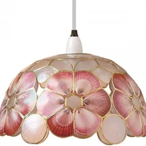 Capiz Shell Wild Flower Vintage Dome Red Ceiling Light Shade 30cm