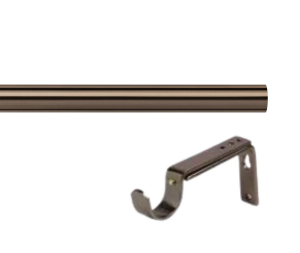 28mm Semi-Complete Polished Graphite Eyelet Curtain Poles with Adjustable Bracket, No Finials & Rings