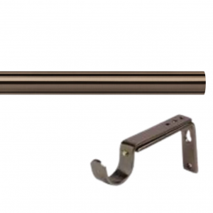 28mm Semi-Complete Polished Graphite Eyelet Curtain Poles with Adjustable Bracket, No Finials & Rings