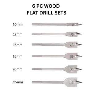 Blackspur 6 Pieces Flat Wood Drill Bit Set with Storage Pouch (BB-DB140)