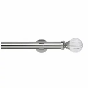 35mm Chrome Eyelet Curtain Pole with Segmented Finials & Single IDC Brackets