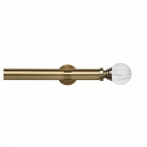 35mm Antique Brass Eyelet Curtain Pole with Segmented Finials & Single IDC Brackets
