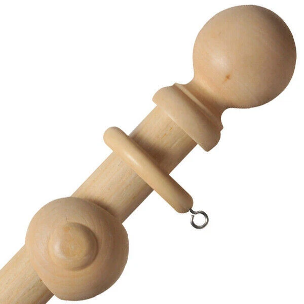 natural wooden pole RCA 28mm Natural Wooden Curtain Pole Complete Set