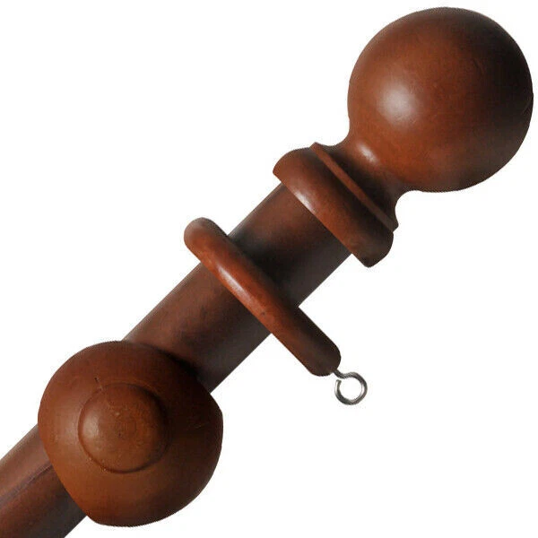 walnut wooden pole RCA 28mm Walnut Wooden Curtain Pole Complete Set