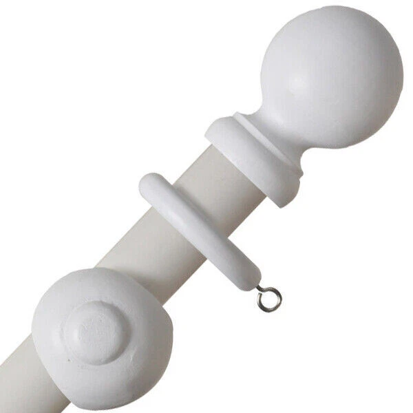 white wooden pole RCA 28mm White Wooden Curtain Pole Complete Set