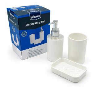 Wickes 3 PCS White Bathroom Accessory Set
