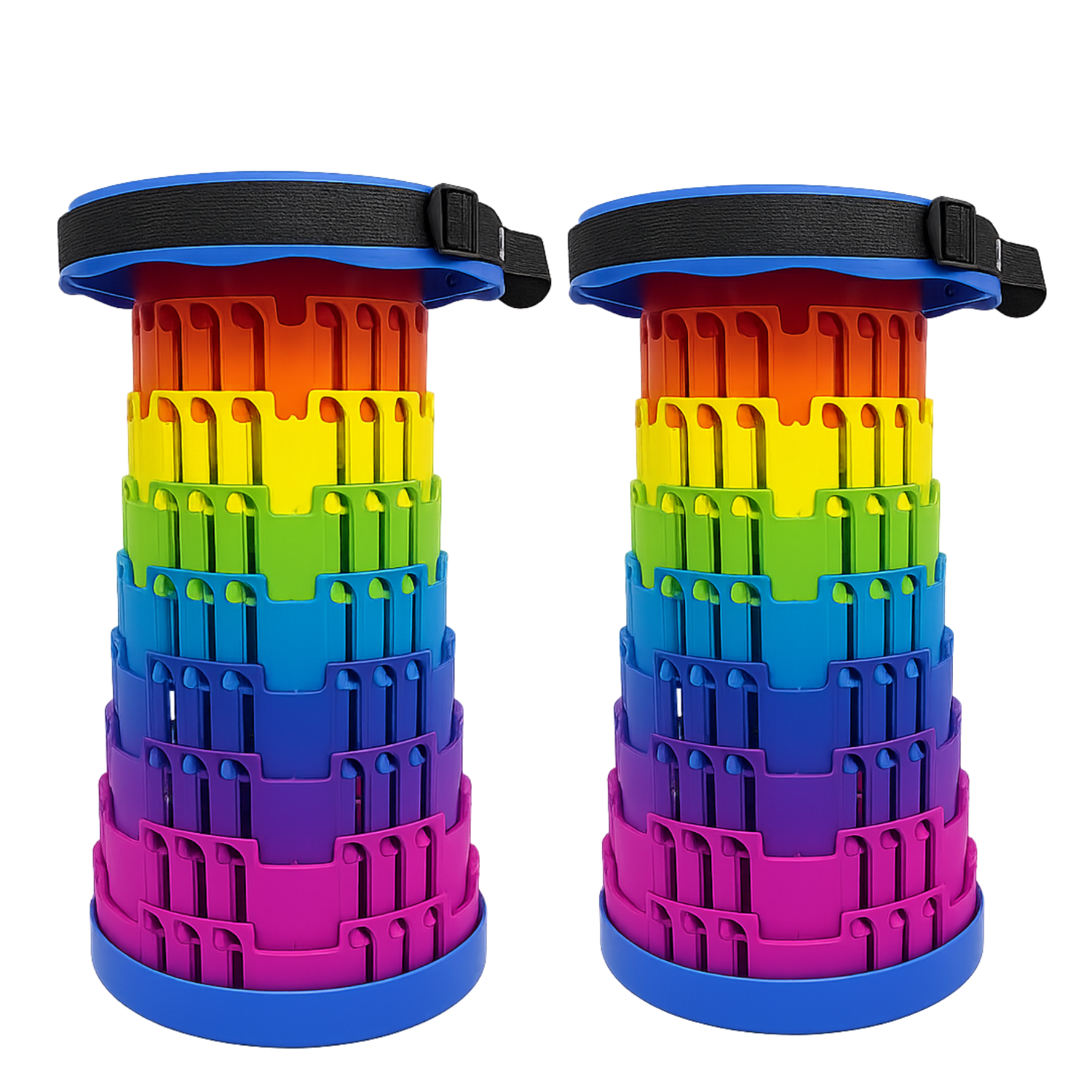 2x Portable Collapsible Rainbow Stool 2x Portable Collapsible Rainbow Stool