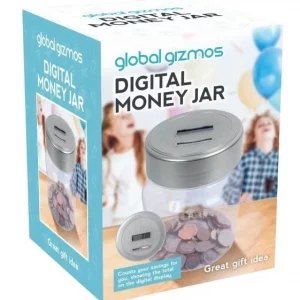 Global Gizmos Digital Money Jar Coin Counting LCD Display Piggy Bank